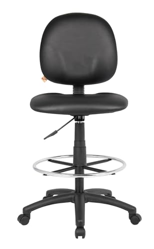 Scranton & Co Adjustable Drafting Stool, 26.5"-31.5" Seat Height, Fabric, Black Finish, Contoured Back, Extra Large Cushion, Pneumatic Height Adjustment, Ergonomic Office Chair for Workspace Use