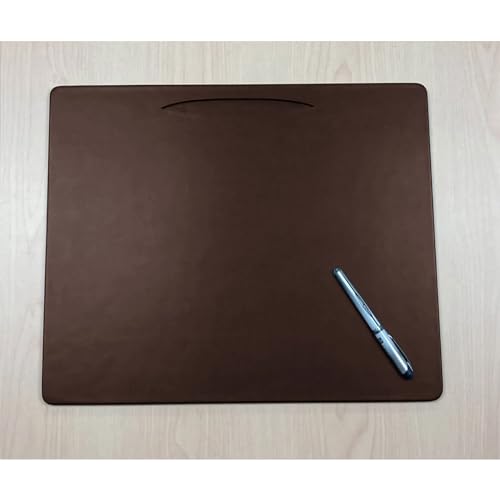 DACASSO Chocolate Brown Leather Conference Table Pad with Pen Well - Luxury Leather Desk Blotter for Writing - Executive Desk Surface Protector - (Chocolate Brown, 17” x 14”)
