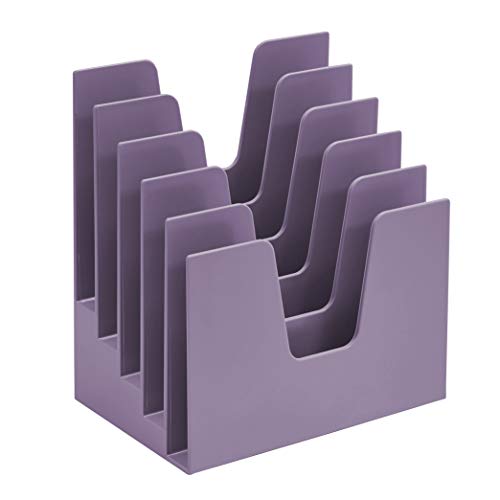Acrimet 5 Section Incline File Sorter Organizer, Desktop Mail Holder Purple