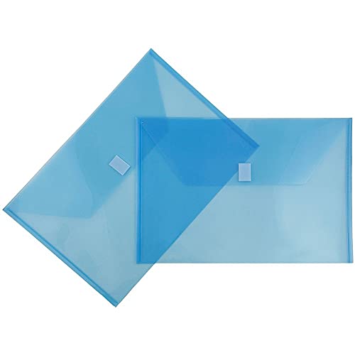 JAM PAPER Plastic Envelopes with Hook & Loop Closure - Legal Booklet - 9 3/4 x 14 1/2 - Blue - 12/Pack