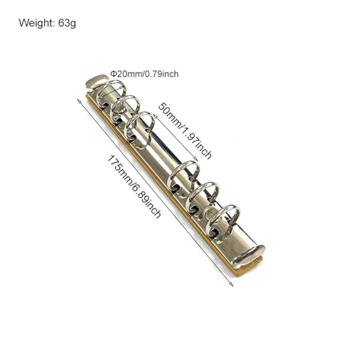 Ring Clips 6pcs A6 Detachable Buckle Loose-Leaf Binder Strip with Bamboo Back Panel 6 Holes Metal Ring Clips for Data Book Album Notebook(Red Bronze)