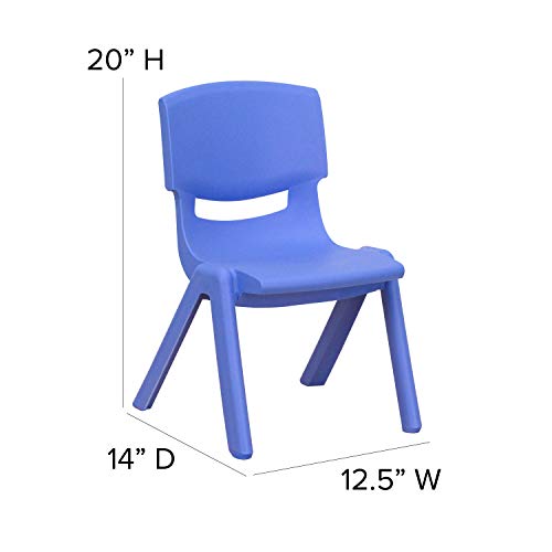 EMMA + OLIVER Blue Plastic Stackable School Chair, 10.5" Seat, 4-Pack