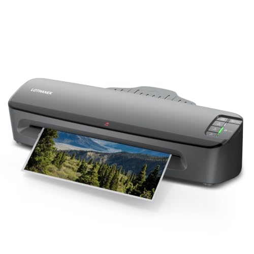 13 inch Heavy Duty Commercial Laminator Machine, LOTHANEK 4-Roller, 3-10 Mil, 60S Warm-up, 990mm/min, A3 Laminating Machine with 50 Sheets for Home, Office, School, Crafts