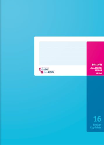 Konig & Ebhardt 8611661 7116 K40KL Headliner Account Book with Header 40 Sheets A4 16 Columns