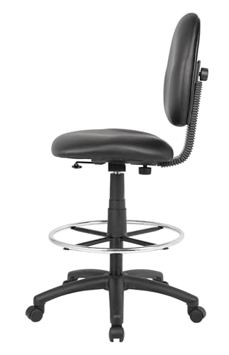 Scranton & Co Adjustable Drafting Stool, 26.5"-31.5" Seat Height, Fabric, Black Finish, Contoured Back, Extra Large Cushion, Pneumatic Height Adjustment, Ergonomic Office Chair for Workspace Use