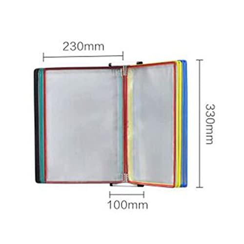Wall Mounted File Holder, Catalog Display Rack, 5 Double-Sided Panels Wall-Mounted File Holder, A4 Folder Poster Flip Book Display, PVC+Metal Transparent Page Display Stand, L23* H33cm (Color(Multi co