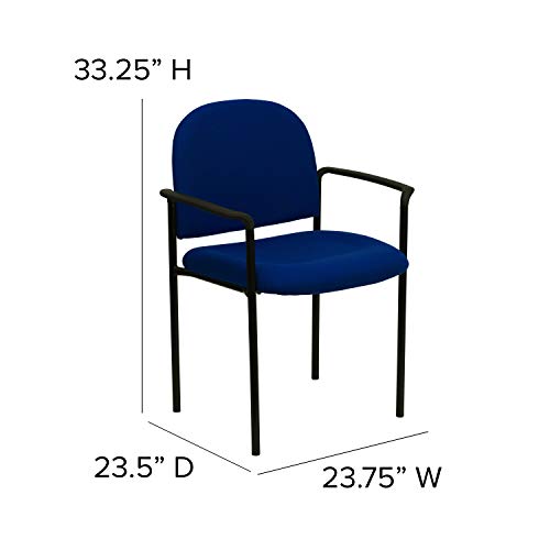 EMMA + OLIVER Navy Fabric Stackable Steel Side Reception Chair