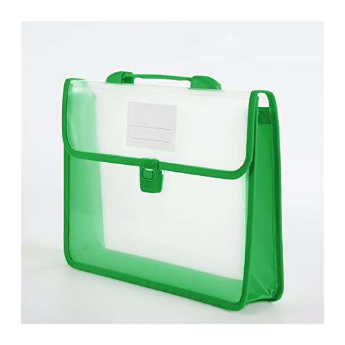 Filing Envelopes A4 Wallet Plastic Folder Poly Pockets Envelope Waterproof Expanding Document File Folders with Button Portable Handle Plastic Folders (Color : Green)