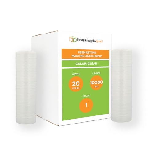 PSBM Machine Pallet Netting Vented Stretch Wrap, 1 Pack, 20 Inch x 10000 Feet, for Securing Pallets that Need Ventilation