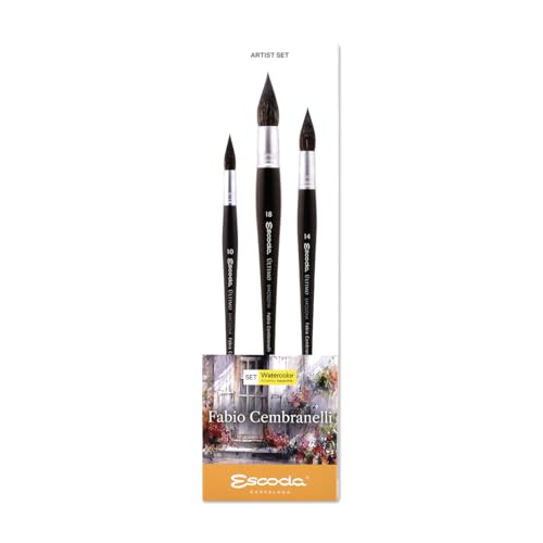 Escoda | Watercolour | Artist Set Fabio Cembranelli 1 | Size 10,14,18 | 3 Brushes | Synthetic tendo | Round mop