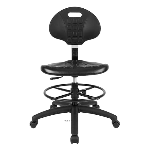 TAKE UR SEAT® Cleanroom Ergonomic ESD Chair Stool, Tilt Lumbar & Seat Depth Adjustment 18" Dia. Adjustable Fooring,HD Base,18" to 26" Height Adjustment (Med. Bench Height,Standard Casters)