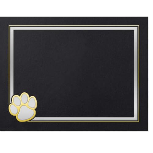 PaperDirect Paw Mascot Emblem Certificate Jackets, 9 Inches x 12 Inches Folded, Black with Gold Foil, Certificate Cover for School, Work, Diplomas, Graduation & Awards, Certificate Holder, 50 Count