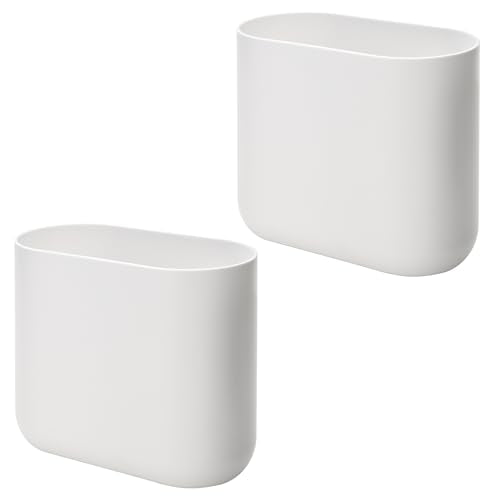 iDesign Small Slim Plastic Bathroom Trash Can, 2-Pack, White