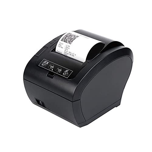BGVGFBNJ 80MM Thermal Receipt POS Printer Black Printer with Auto Cutter Bluetooth Ethernet USB Port Support Cash Drawer ESC/POS(306S USB RS232)