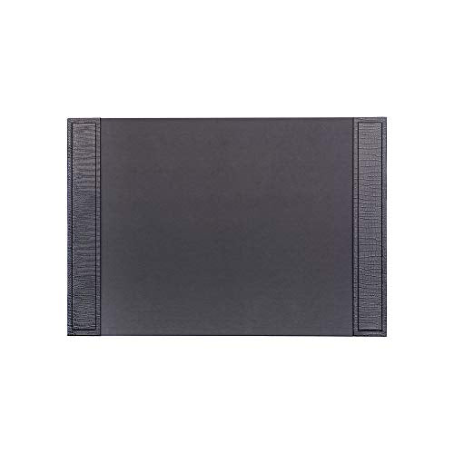 Dacasso Black Crocodile Embossed Leather Desk pad with Side-Rails, 25.5 by 17.25 Inch