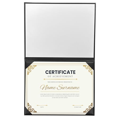 MyGradDay 20 Packs Imprinted Diploma Cover 8.5x11 Diploma Holder Graduation Certificate Cover Smooth Leather Letter Size Black