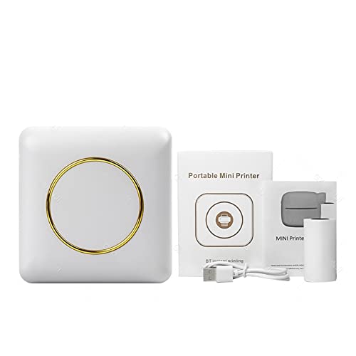 MKJGGII Mini Adhesive Label Printer Portable Thermal Bluetooth Printer Photo Printing Pocket Printer 58mm(White A Printer)