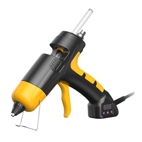 LIBODD Hot Glue Gun 150W Hot Melt Glue Gun Adjustable Temperature 11 Mm Hot Glue Sticks Household DIY Handmade Tools for DIY Arts, Crafts and Quick Repairs(150W-Digital-Yellow)