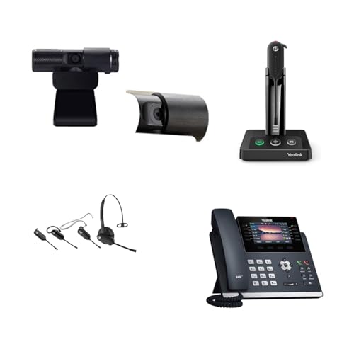 Yealink SIP-T46U IP Corded 4.3-Inch Color Display Phone Bundle with Yealink WH63 Mono Bluetooth Noise Canceling Mic Headset, Cam 313 2MP Webcam for Office