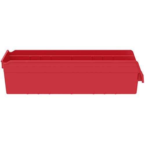 Akro-Mils 30084 Plastic Nesting ShelfMax Storage Bin Box, (24-Inch x 8-Inch x 6-Inch), Clear, (6-Pack)