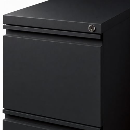 Scranton & Co Metal Mobile Pedestal Filing Cabinet, 23 in Deep, 2-Drawer File/File Configuration, Black Finish, Ball-Bearing Suspension, Hidden Casters, Lock Included, Letter File Storage, Office Use