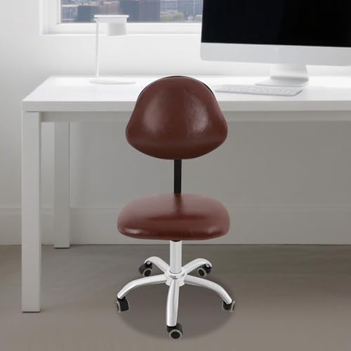 Yellulu Office Drafting Chair | Rolling Swivel Drafting Chair | Bar Stools with Back Support | Shop Rolling Swivel Chair | 18.11-23.23in Adjustable Height | with 5 Wheels (Brown)
