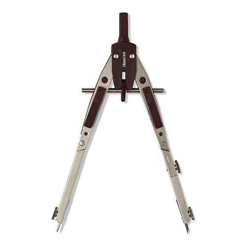 Aristo Professional Compass (Circles up to 400 mm Diameter, Universal Adaptor, Leads, Needle, Brass Shaft) Silver/Wine Red