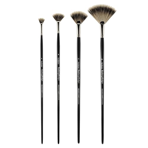 Creative Mark Artist Hamburg Premier Long Handle Paintbrush - Professional Quality Synthetic Blend Mongoose Hair Mimic - for Oil Paints, Acrylic, and Alkyds - Single, Size 2 Fan