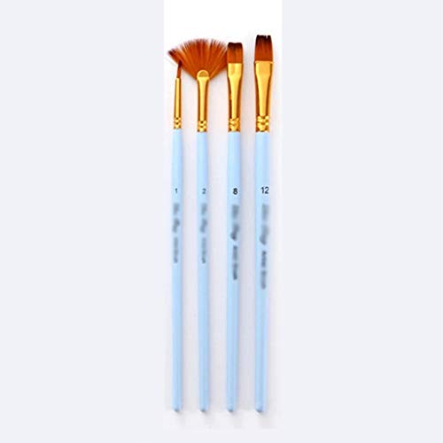 HBJWOV 4Pcs/Set Drawing Art Supplies Watercolor Paint Pen Artist Paint Brush Nylon Hair Wooden Handle Matte Oil Painting Brushes(C)