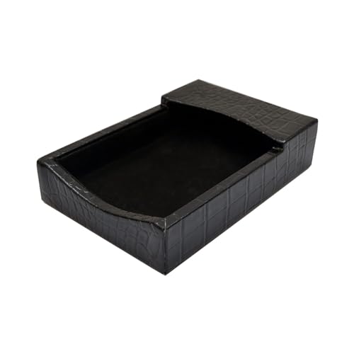 DACASSO Protacini Black Italian Crocodile Leather Memo Holder - Luxury Memo Holder & Paper Organizer for Desk - Office Organization & Executive Desk Decor - (Black)