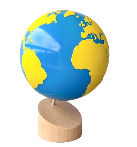 Premium Montessori Sandpaper Globe- Land & Water Tactile Globe, Solid Beechwood Geography Materials, Sensory Learning Toy for Toddlers, Homeschool & Classroom Learning