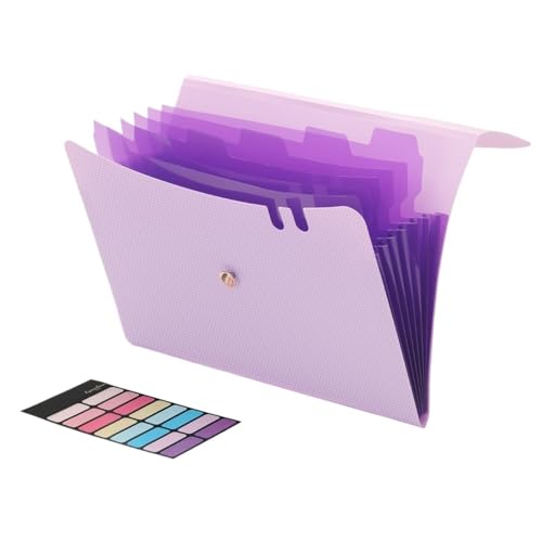 Accordion Folder Expanding File Folders, A4 Size Accordion Organizer, 7 Pockets for Documents, for School Office Supplies(Purple)