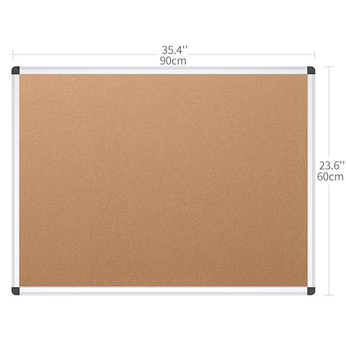 VIZ-PRO Cork Notice Board, 36 X 24 Inches, Pack of 2, Silver Aluminium Frame