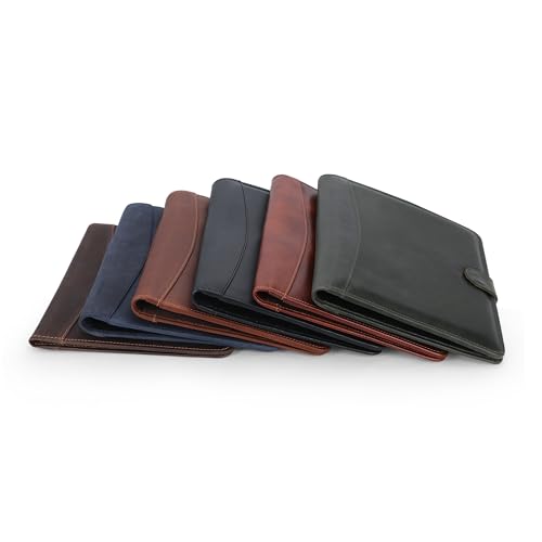 CestAntiQ Full Grain Leather Legal Pad Portfolio Organizer for Work - Blue