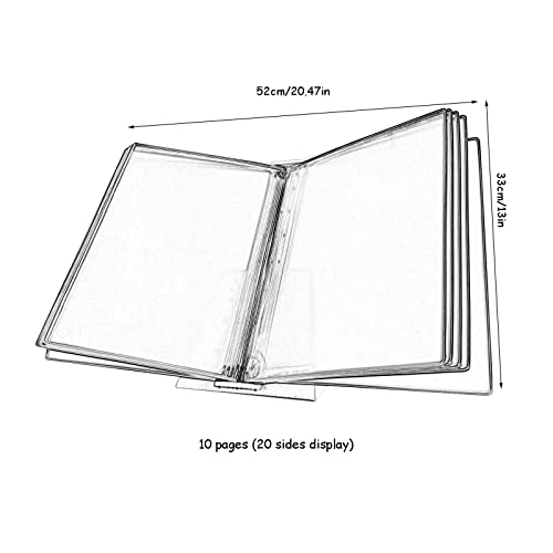 Metal Lectern Table Folder 10 A4 Pockets For Consultation And Presentation Of Documents(Blue)