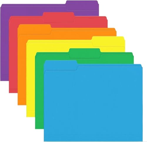120Pack Colored File Folders Letter Size 1/3 Cut Tab Assorted Colors for Office School Business