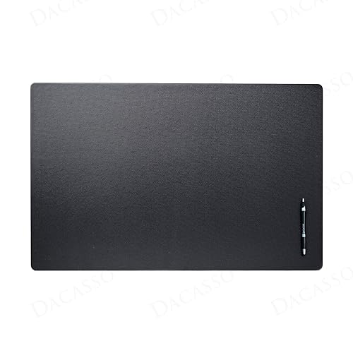 Dacasso 30" x 19" Black Leatherette Luxury Desk Pad Blotter w/Out Side Rails for Writing - Executive Desk Surface Protector