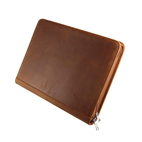 YIWEN Leather 3 Ring Binder Portfolio Zippered for 8.5 x 11 Notepad
