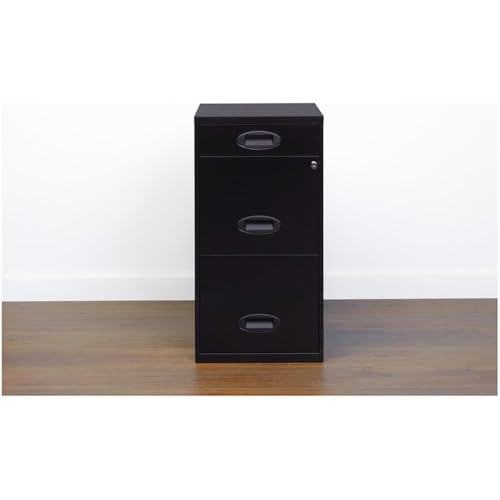 Home Square 3 Drawer Metal Vertical Filing Cabinet Set in Black (Set of 2)