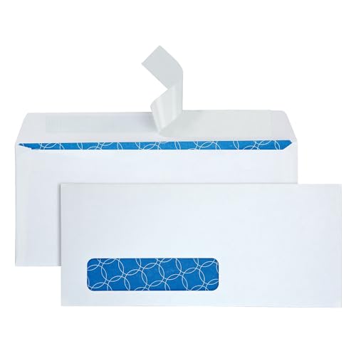 Quality Park Redi-Strip Security Tinted #10 Business Window Envelopes, 4 1/8-inch x 9 1/2-inch, White Wove, 500/Box (90119)