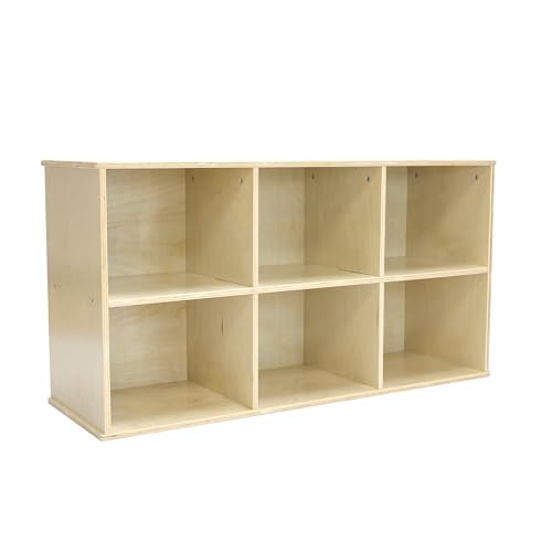 FDP Birch 6-Compartment Storage Cabinet 24 inch Height Organize Books, Toys, Games, Art Supplies, Durable, Sturdy Furniture for Home, Daycare, Preschool, Montessori Classroom - Natural, 13134-NT
