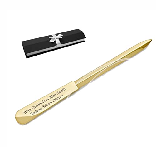 Personalized Gold Letter Opener Custom Engraved Free - Office or Desk Accessory - Thank You Gift for Boss, Coworkers, Teachers, Free Engraving - Ships from USA