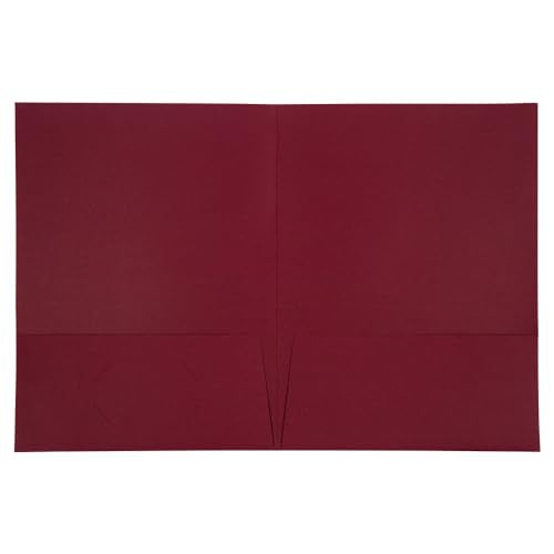 JAM PAPER Two Pocket Textured Linen Presentation Folders - Letter Size Business Folder - Burgundy - Bulk 100/Box
