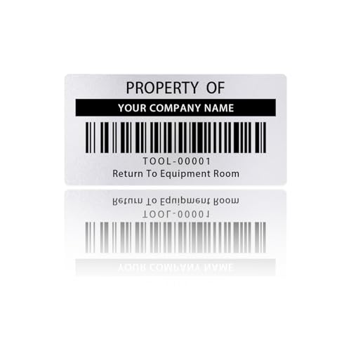 1000 Custom Asset Tags, 2"x1" Durable Silver Asset Tag, Custom Asset Labels for Equipment, Storage Bins, Inventory, Moving Boxes