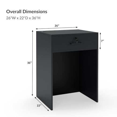 Host Stand with Drawer, Small Reception Desk, 26in Checkout Counter, Black