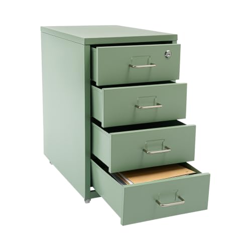 4 Drawer File Cabinets with Lock, Metal Lateral File Cabinet(Cream Green)