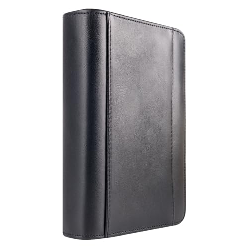 FranklinCovey - FC Signature Ring-Bound Binder for FranklinCovey Planners | Nappa Leather - Zipper Binder (Pocket, Black)