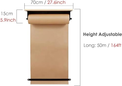 LNNW Kraft Paper Dispenser Wall Mounted Kraft Paper Dispenser & Cutter - Home/Studio/Office/Living Room, 40cm/70cm/100cm Wide Decorative Message Boards for Wall(70cm/27.6inch Wide)