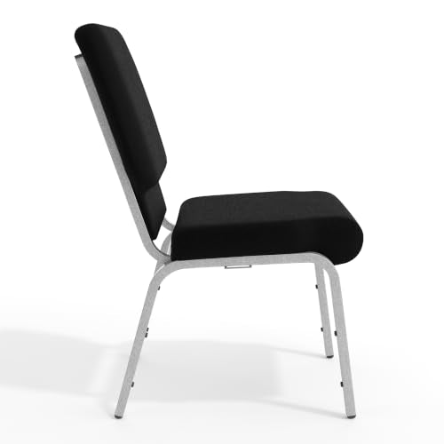 Flash Furniture Hercules 18.5 in Wide Fabric Stackable Church Chair, Black
