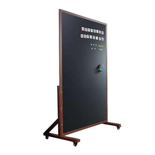 Double Sided White Board Magnetic, Rolling Whiteboard on Wheels, Dry Erase Board with Stand, Standing Whiteboard(Brown,90x120cm/35x47in)